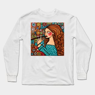 Young woman playing a Flute Long Sleeve T-Shirt